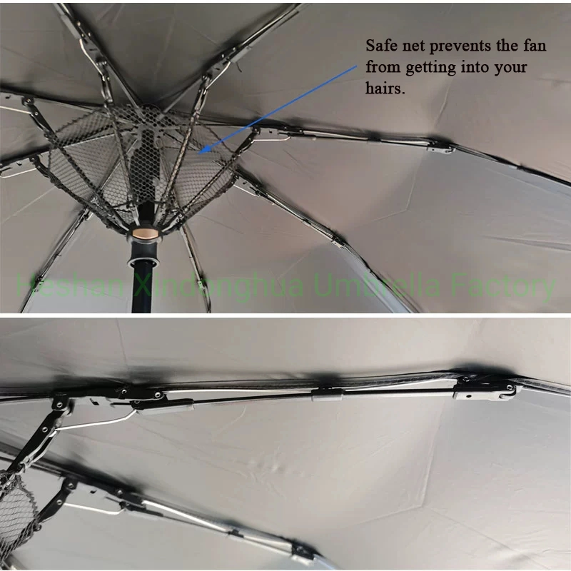 High quality/High cost performance  Outdoor Mist Cooling Electric USB Charge Three Folding Fan Umbrella (FAN-3821BF)