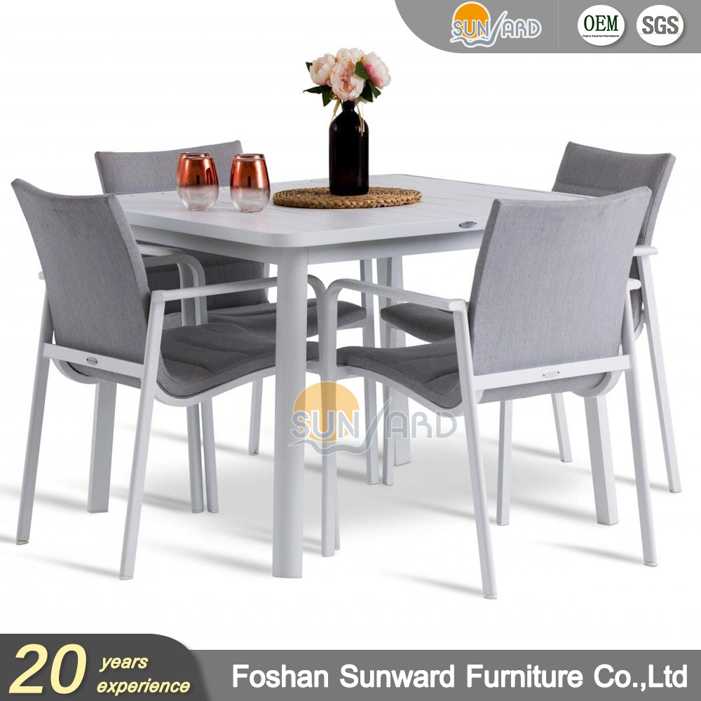 Cozy Patio Outdoor Fabric Fast Dry Foam Garden Furniture Aluminum Leisure Restaurant Home Table and Chairs Hotel Resort Dining Chair Furniture