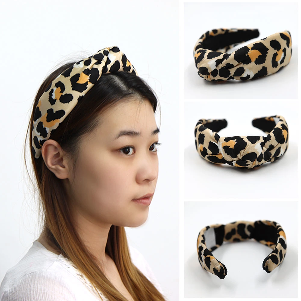 Fashion Fabric Girls Hairband Chain PU Leather Knot Hair Band Headband Adult Women Hair Accessories