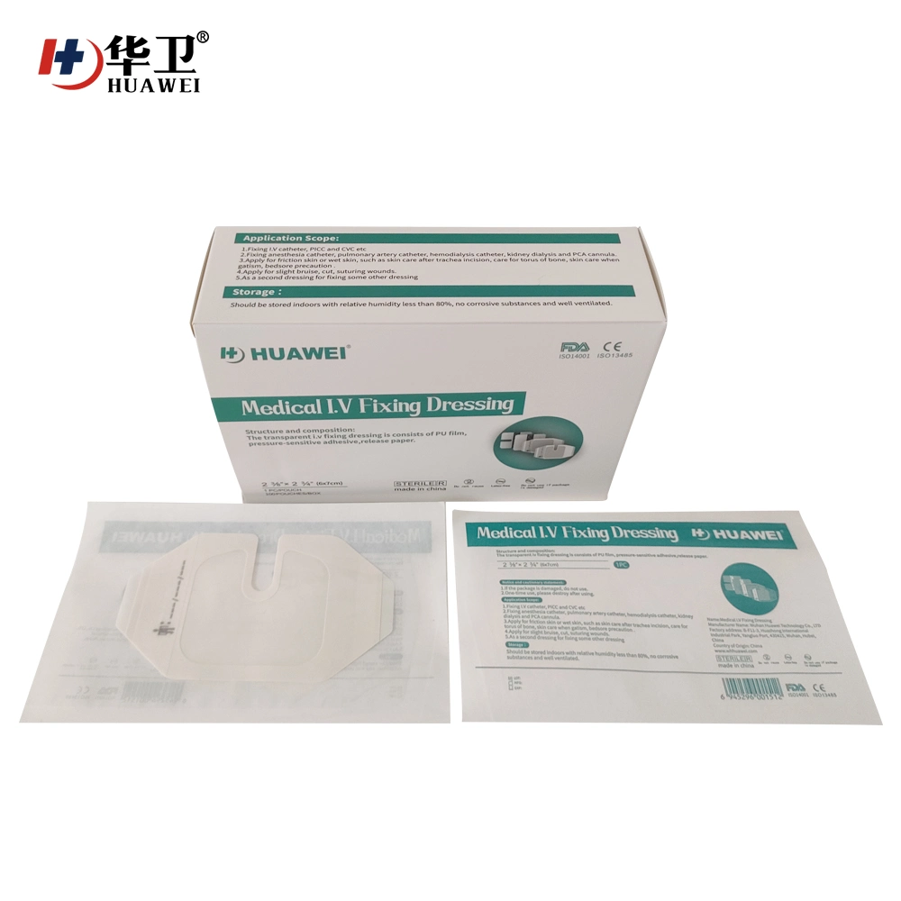 Chinese Manufacturer I. V. Cannula Fixing Dressing Transparent Film Dressing 2 3/8 X2 3/4 in Breathable Sterile for Wound Care 100PC/Pack