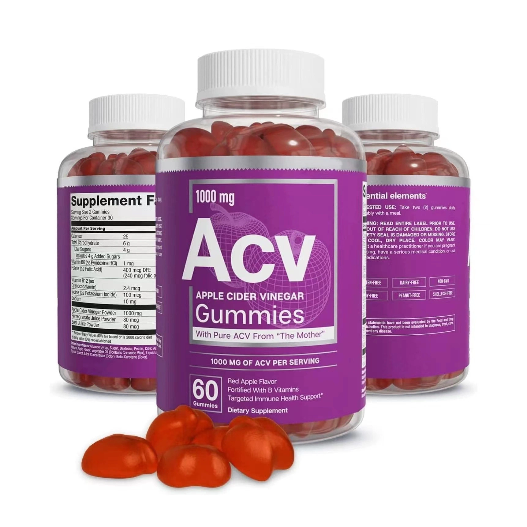 OEM Private Label Gummy Vitamins Потеря веса яблочный уксус Десинная свеча