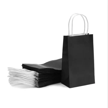 100% Black Recyclable Brand Kraft Paper Bag Logo Printed Paper Tote