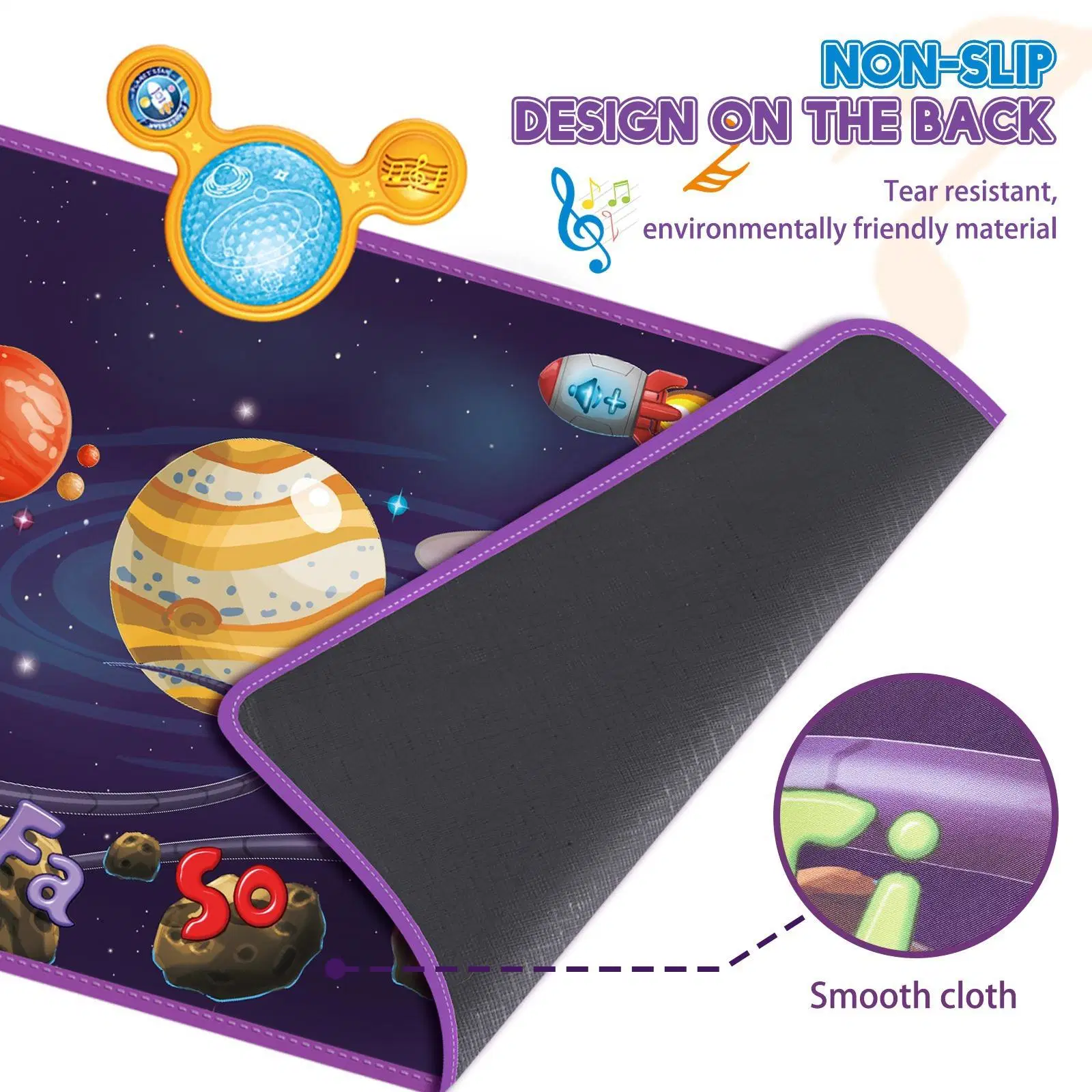 Imaginative Space Planet Electronic Dance Pad Foldable Blanket Educational Q & a Interactive Children&prime; S Music Mat Toys with Lights