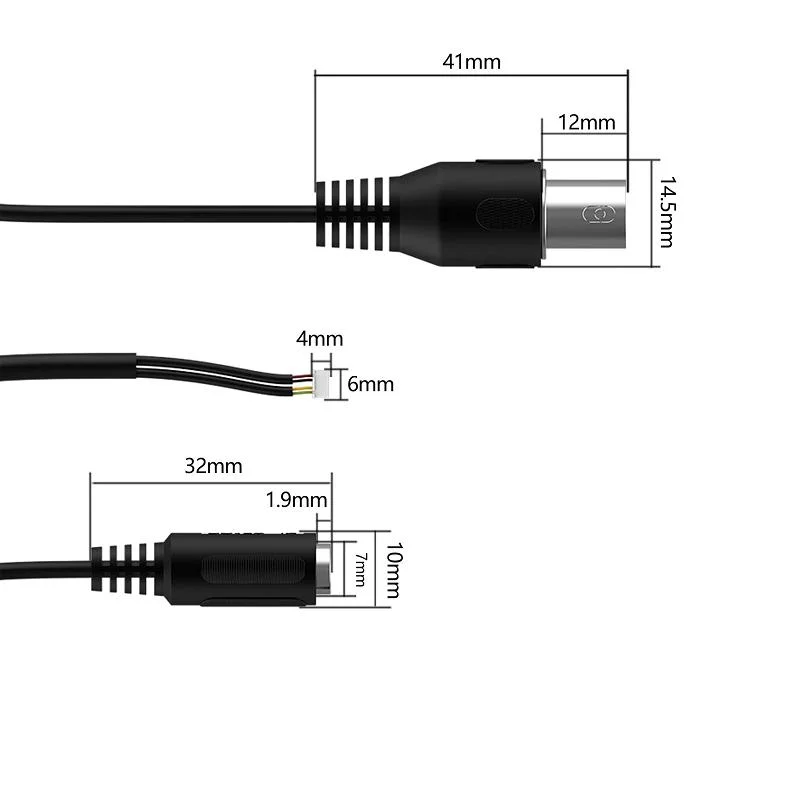 Cable de la cámara negra DC Entrada 5,5 x 2,1 mm de cable de la cámara