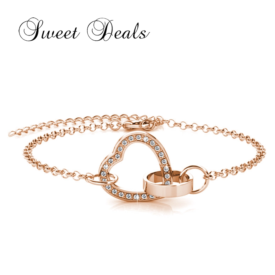 S925 Silver Heart Zircon Pulsera Brazalete de Oro 18K Bisutería