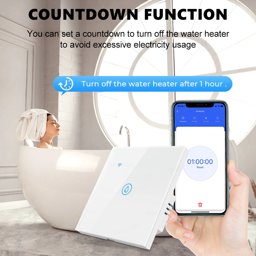 40A Tuya Smart Home WiFi Water Heater Touch Button Wall Switch