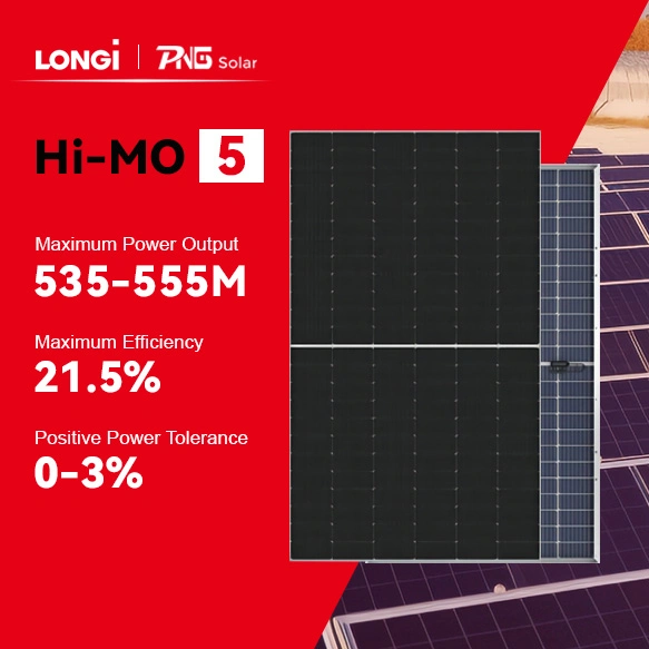 Longi Solar Panel 540W Monocrystalline Lr5-72hph 535~555m Half-Cell Hi-Mo 5m 182mm