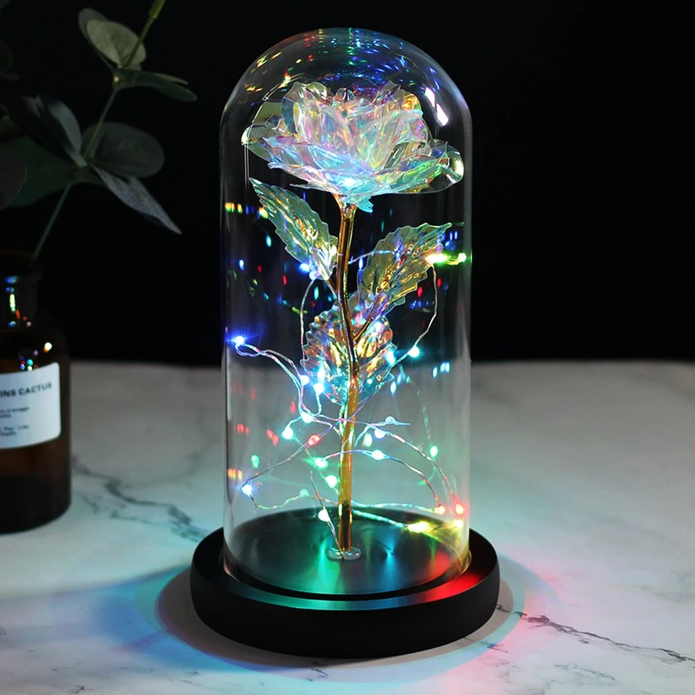 Galaxy Rose Flower in Glass Dome Flower Gift