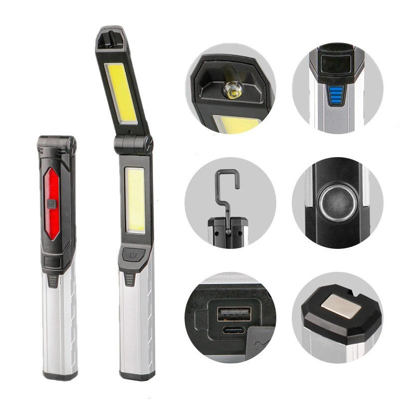 Portable Multifunctional Folding Strong Magnetic Hook COB Flashlight Inspection Light Work Lighting