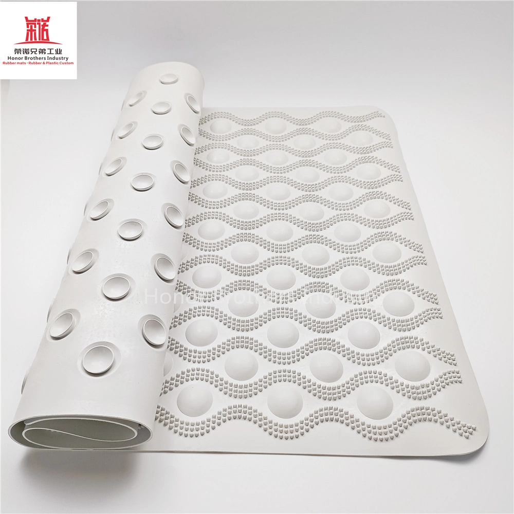 Custom Silicone Rubber Non-Slip Textured Shower Bath Tub Carpet Antiskid Mat with Strong Suction Cups