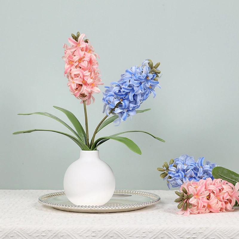 La decoración de boda flor flor artificial Delphinium 42cm con hojas con Rosa Delphinium