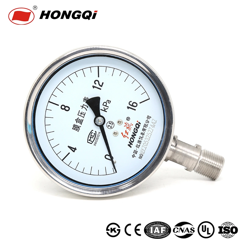 Full Stainless Steel Low Pressure Capsule Gauge Mbar Manometer Ventilator Pressure Meter with CE/UL/ISO9001