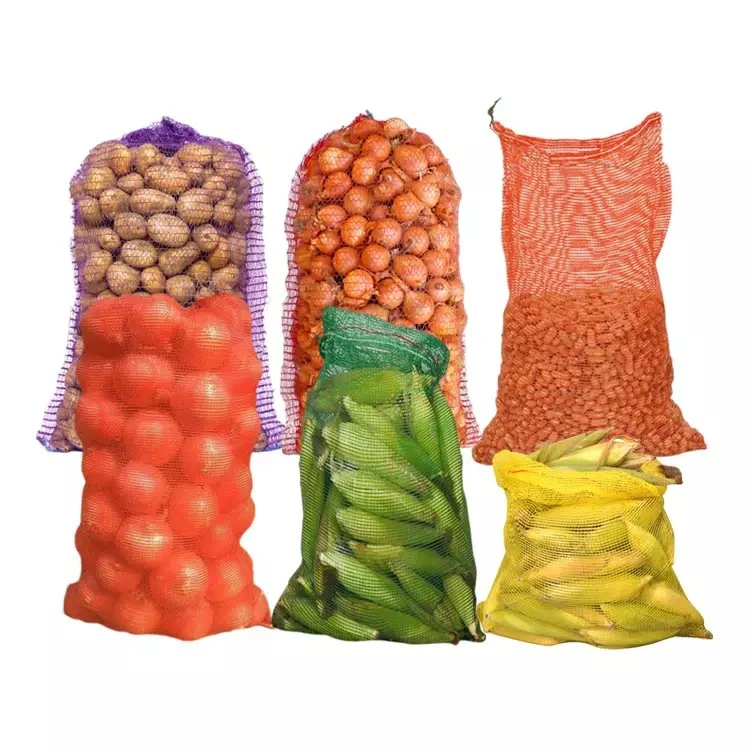 PE Raschel Bag HDPE patata Leña cebolla Naranja Ajo maíz malla Bag vegetal Frutas 10kg 15kg 20kg 25kg 30kg tubo PP malla Bag, Leno malla Bag