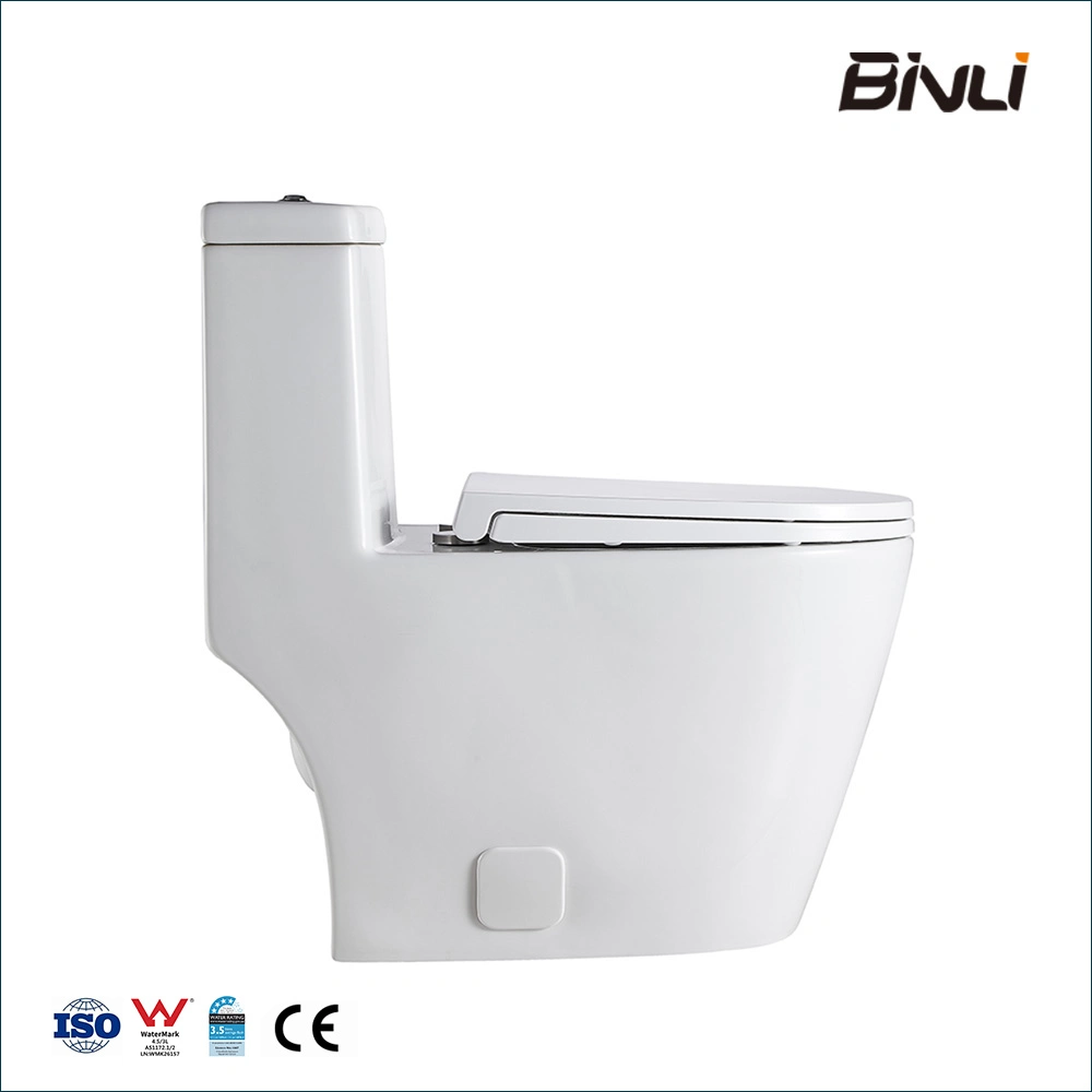 Usine Chaozhou style populaire de haute qualité de la porcelaine sanitaire Siphonic un morceau de l'eau de rinçage double penderie salle de bains wc en céramique montée sur le sol(BL-136-OPT)