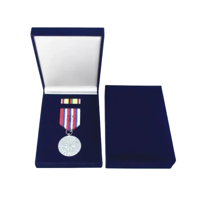 Caixa de Medalha personalizada do Prémio Velvet com caixa de Jóias de estampagem de ouro Para armazenamento e recolha de cases de apresentação de pino e moedas de esmalte