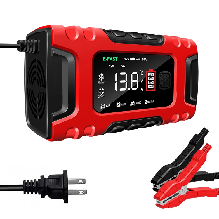 Chargeur de batterie pour voiture de moto AGM au plomb 7 étages 24 V 5 A. Chargeur automatique pour écran LCD intelligent 12 V 10 A.