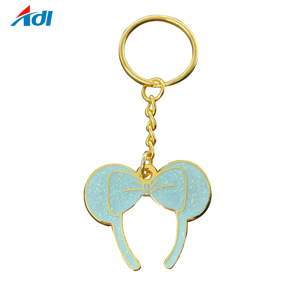 Promotional Custom Novelty Logo Metal Glitter Keychain for Gift