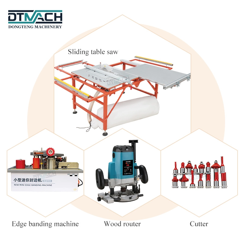 Holzbearbeitung Portable kleine Holz Schneidemaschine Schiebetisch Säge mit Router und Edge Bander