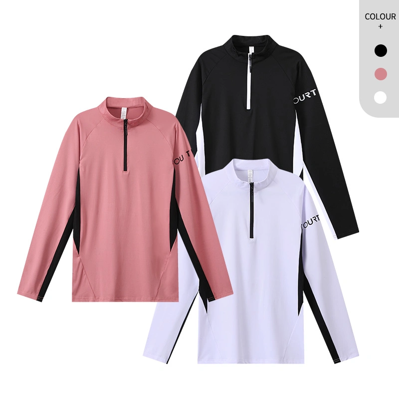 Men's Golf Sportswear Fitness 1/4 Zip T Shirts Long Sleeve Custom Logo Tops Neck Golf Gym Zip Collar Pullover for Men