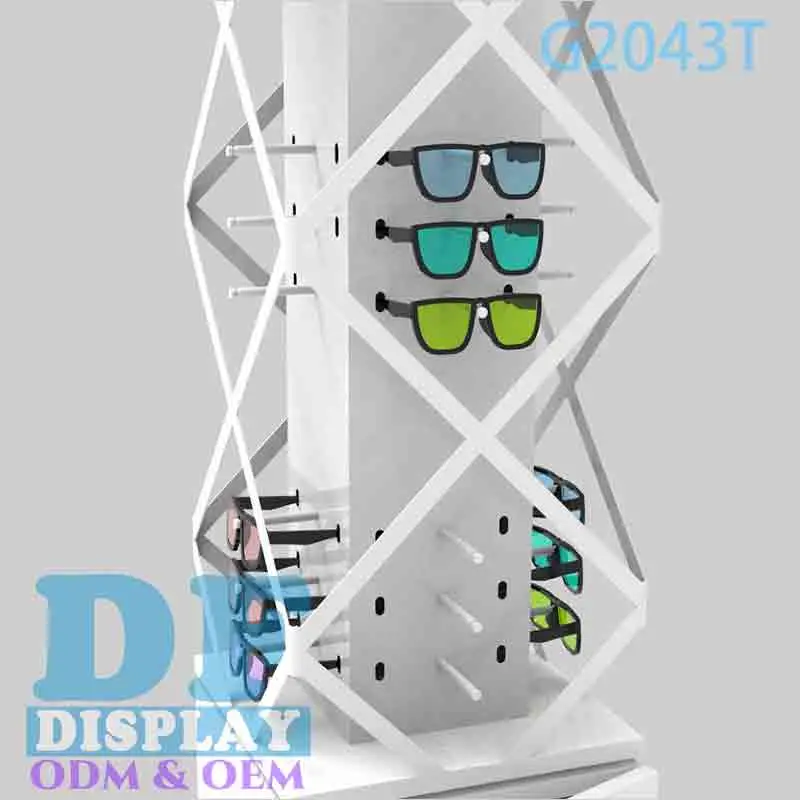 Sunglasses Stand Wood/MDF Sunglasses Display Stand Custom Floor Standing Eyewear Displays Spinning Sunglasses Display Cabinet