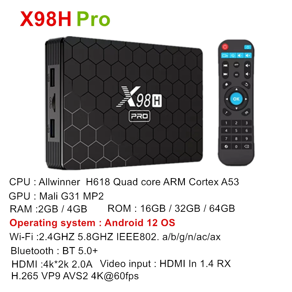 KD Video IPTV Set Top Box X98h PRO Android 12 مورّد تلفزيون ذكي