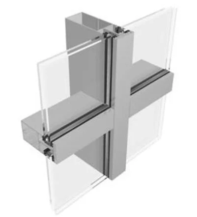 Externo de grande isolamento duplo de vidro triplo moldura em alumínio vedação de parede de Cortina