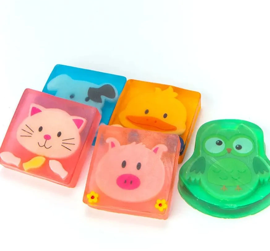 Hot Sale Cute Animal Shape Jelly Crystal Cartoon Soap Cat Dog Duck Frog Bar Toilet Kids Manufacture Handmade Organic Soap Natural Bear Gift Soap for Children