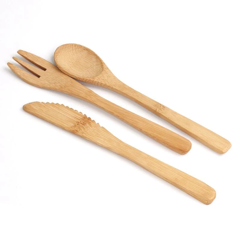 Re-Usable Bamboo Knfe, Fork and Spoon Cutlery Set Is Ideal for Picnics, School Lunches, Bbqs and Camping