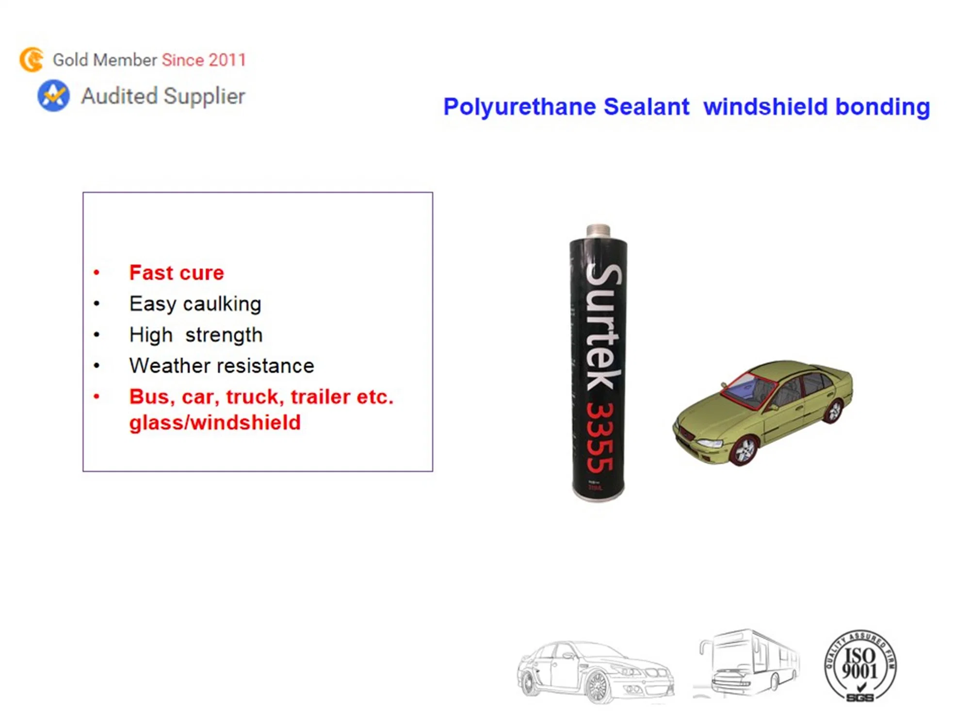 Easy Fixing Automotive Polyurethane Sealant (Surtek 3355)