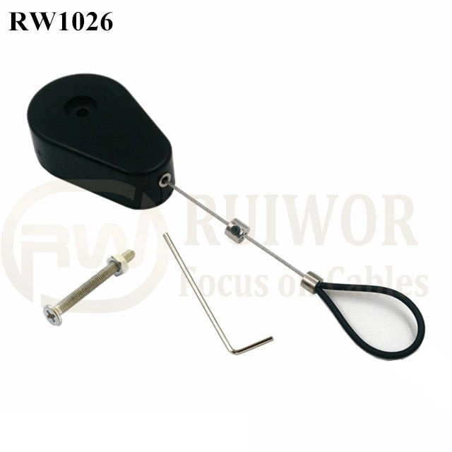 Correa de seguridad retráctil Drop-Shaped Plus Cable ajustable de acero inoxidable recubierto de bucle de tubo flexible de silicona