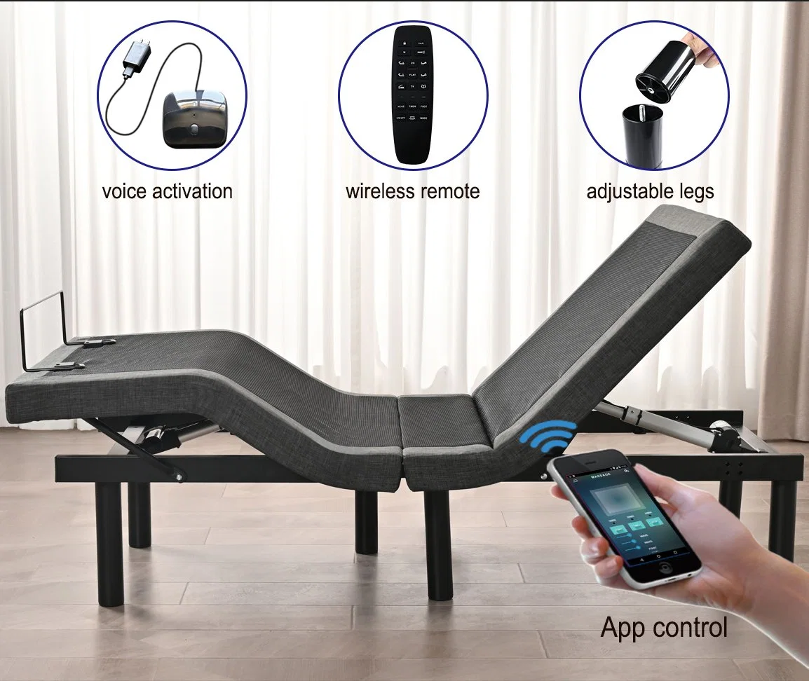 Massage Electric Adjustable Bed Frame with Voice Phone Control