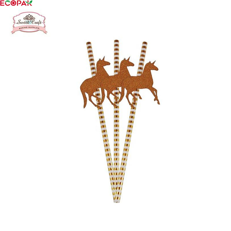 Unicorn Party Supplies Holiday Decorative Biodegradable Eco Friendly Paper Straws