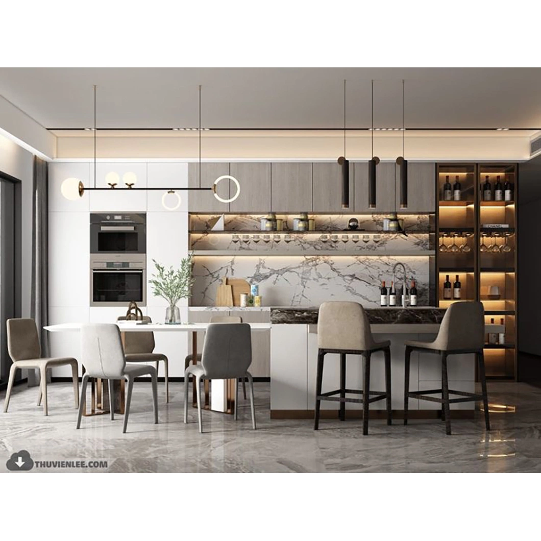 Échantillon de design professionnel de meubles de cuisine personnalisés modernes modulaires avec finition mate laquée sans poignée et livraison rapide.