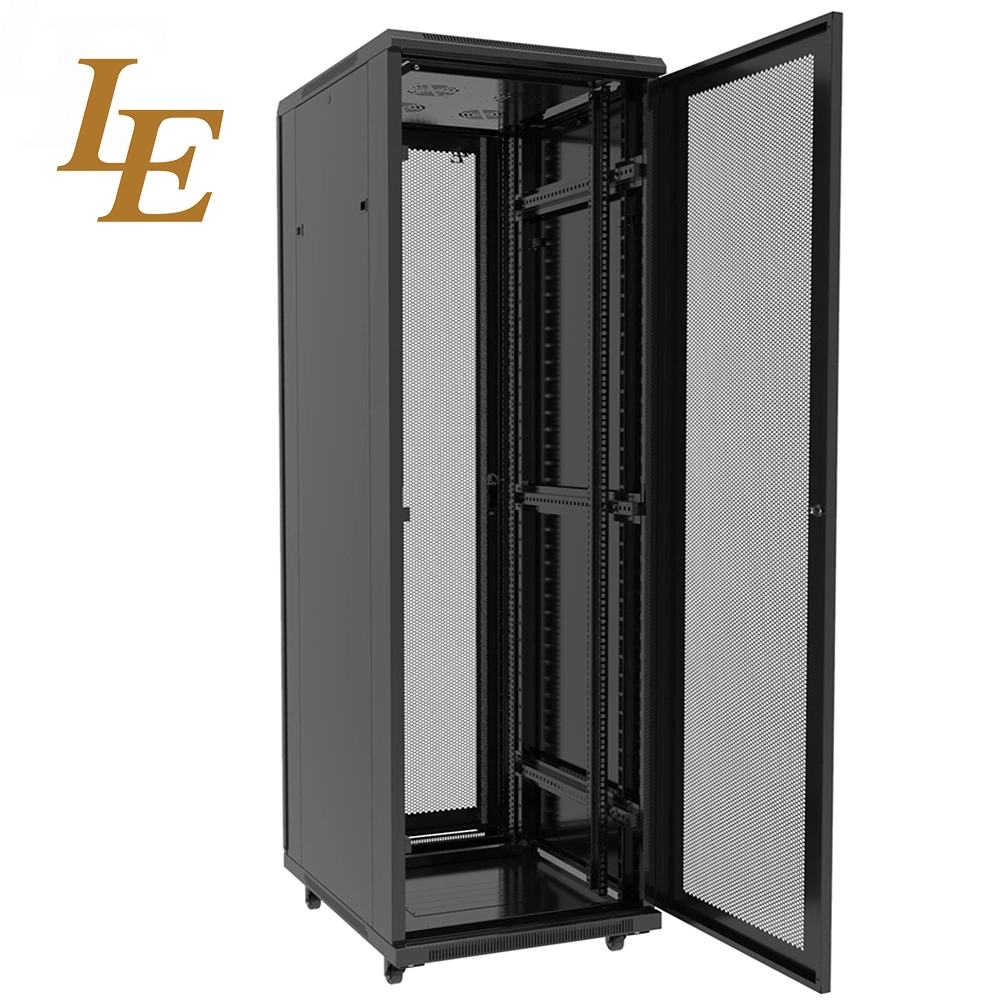 Le IP20 Server Rack Floor Standing Cabinet with Mesh Door Open