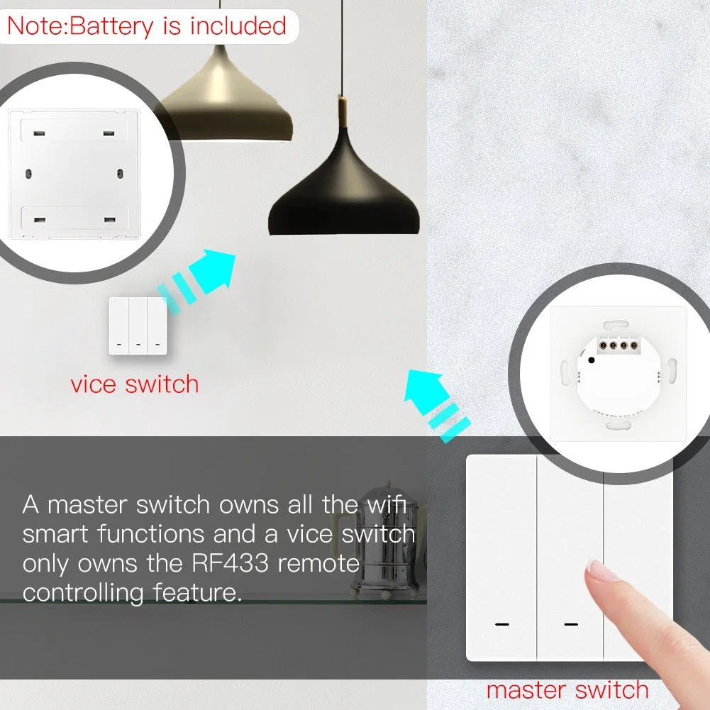 مفتاح الضغط Tuya WiFi RF433 مفاتيح ذكية جهاز التحكم عن بعد للرجلة التشغيل التلقائي المنزلي