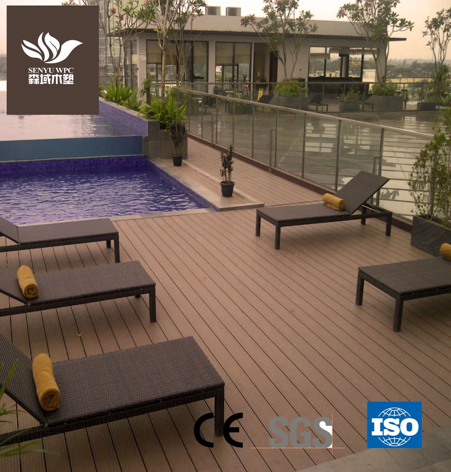 Wood Flooring Textured Waterproof PVC Vinyl Outdoor Plastic Composite Decking Board