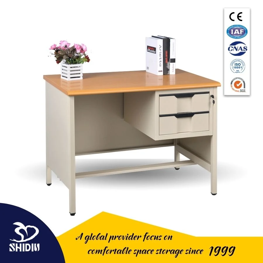 Modern MDF Office Desk Solid Metal Computer Table with File Drawers