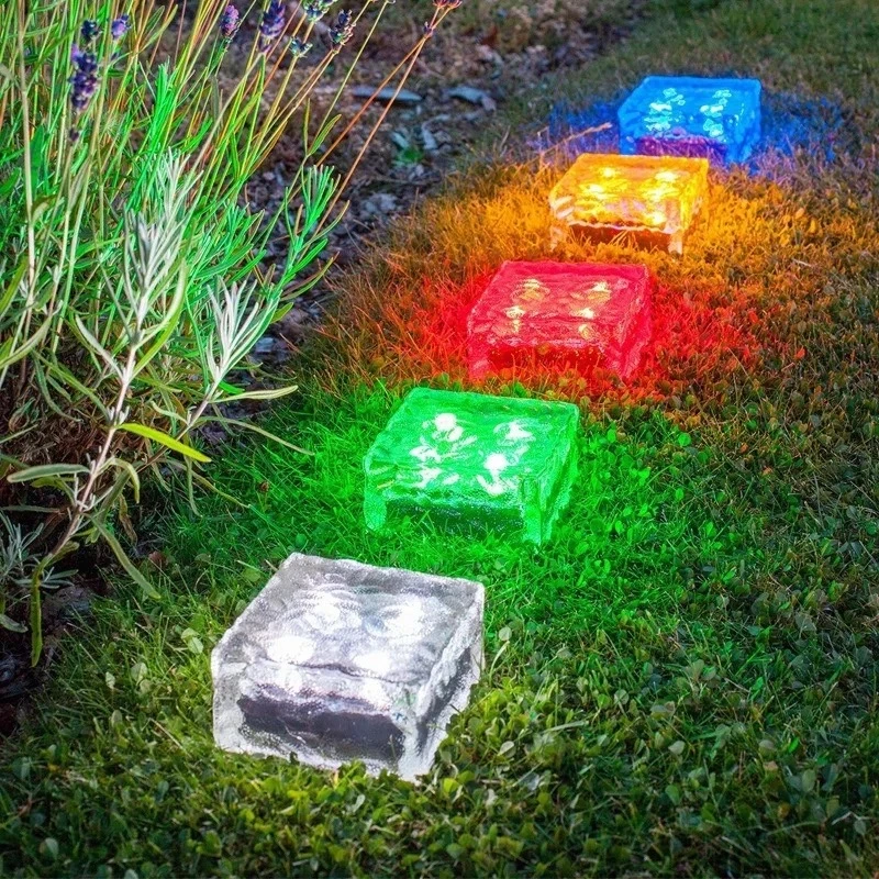L'énergie solaire LED étanche à l'extérieur de la glace en cubes d'éclairage Lampe Solaire Yard chemin jardin piscine solaire lumière en brique de cristal