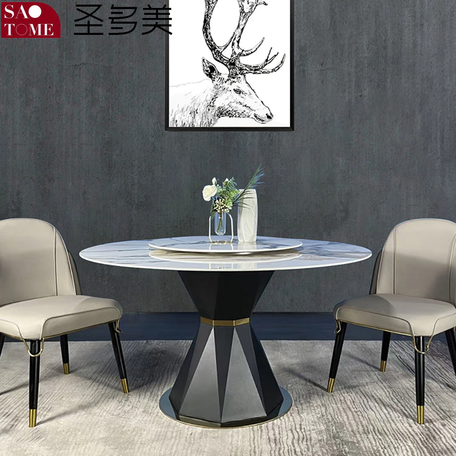 Modern Home Hotel Furniture with Turntable Round Dining Table