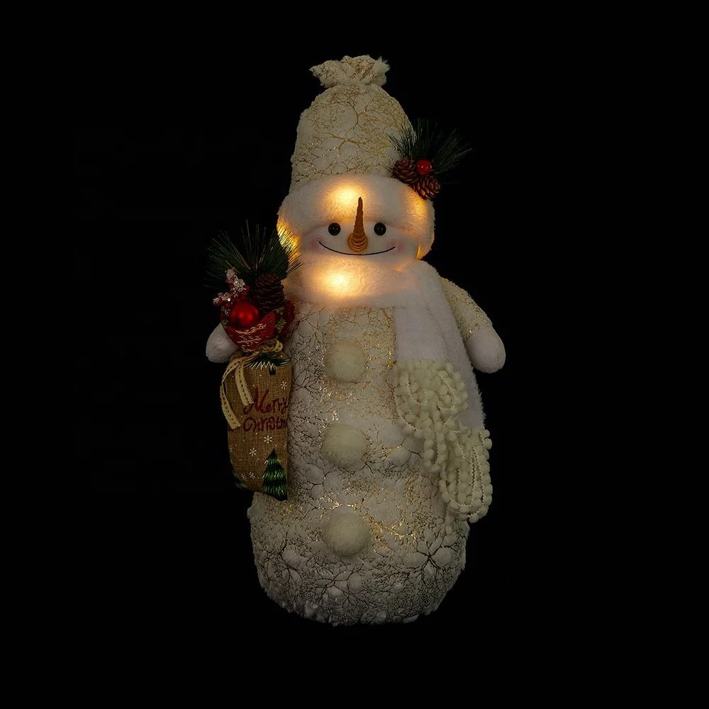 El muñeco de nieve de Navidad decoración con bolsa de la suerte de las luces de colores LED
