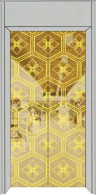 Fujixun Gorgeous Gold Small Floral Pattern Stainless Steel Elevator Floor Door