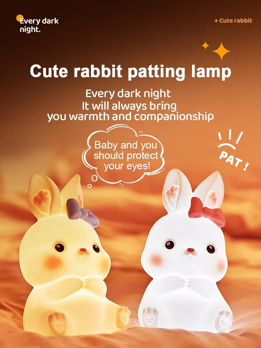 Cute Rabbit Kids Night Light with Multicolor Lamp Light and CE