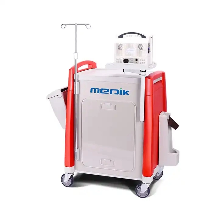 Mobile Hospital Medical ABS Plastic Emergency Crash Cart Medication Trolley for Clinic