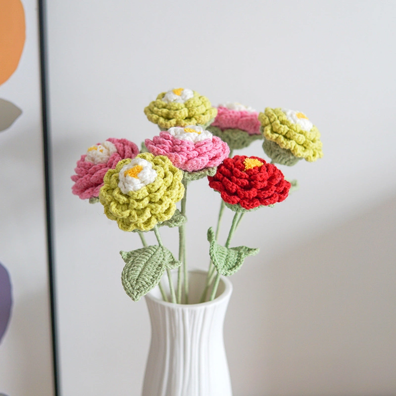 Artifical Peony Handmade Crochet Flower Toy Artificial Wedding Decoration DIY Kid Children