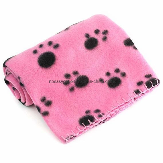 Pet Blanket for Dog Cat Animal 39 X 27 Inches Fleece Black Paw Print All Year Round Puppy Kitten Bed Warm Sleep Mat Fabric Indoors Outdoors Esg10698