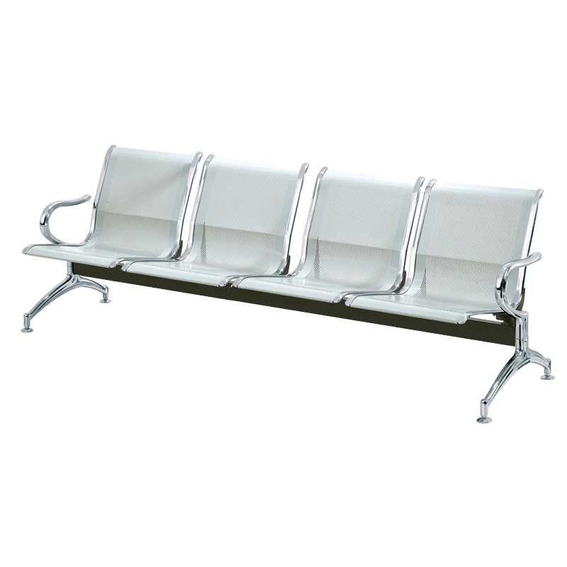 4 Seater Chrome Steel Metal Public Waiting Chair Public Indoor & Outdoor Furniture for Airport Hospital Bus Station Medical Clinic Room