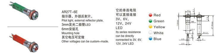 Anzeigeleuchte Preis billig 6mm 110V 220V Mini LED-Anzeige Kunststoff-LED-Anzeigeleuchte rot Grün Weiß Farbe