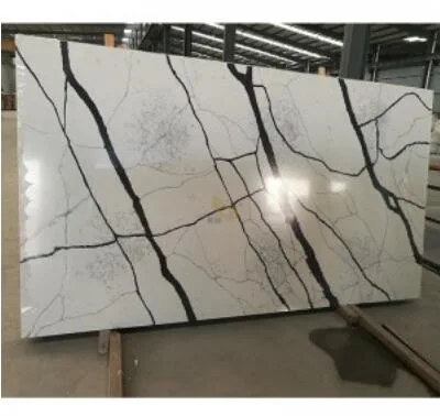 Whtie/Calacatta/Cararra/Grey/Black/Snow White Quartz Aritificial Stone Tiles/Slab for Countertop Kitchen/Bathroom/Wall/Flooring