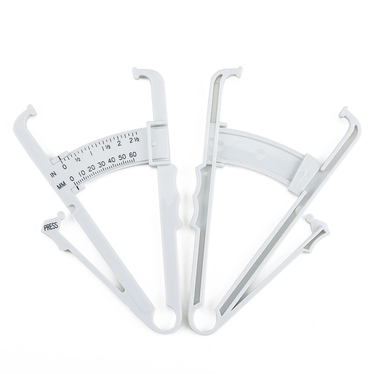 White Plastic Medical Measurement Body Fat Caliper with Measuring Tape