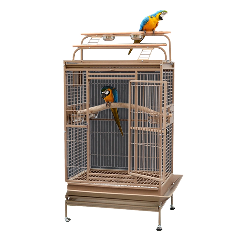China Factory Wholesale Durable Strong Large Parrot Cage Stainless Steel Lovebird Breeding Flight Cage with Universal Wheels